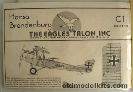 Eagles Talon 1/72 Hansa Brandenburg C1 (C-1) plastic model kit